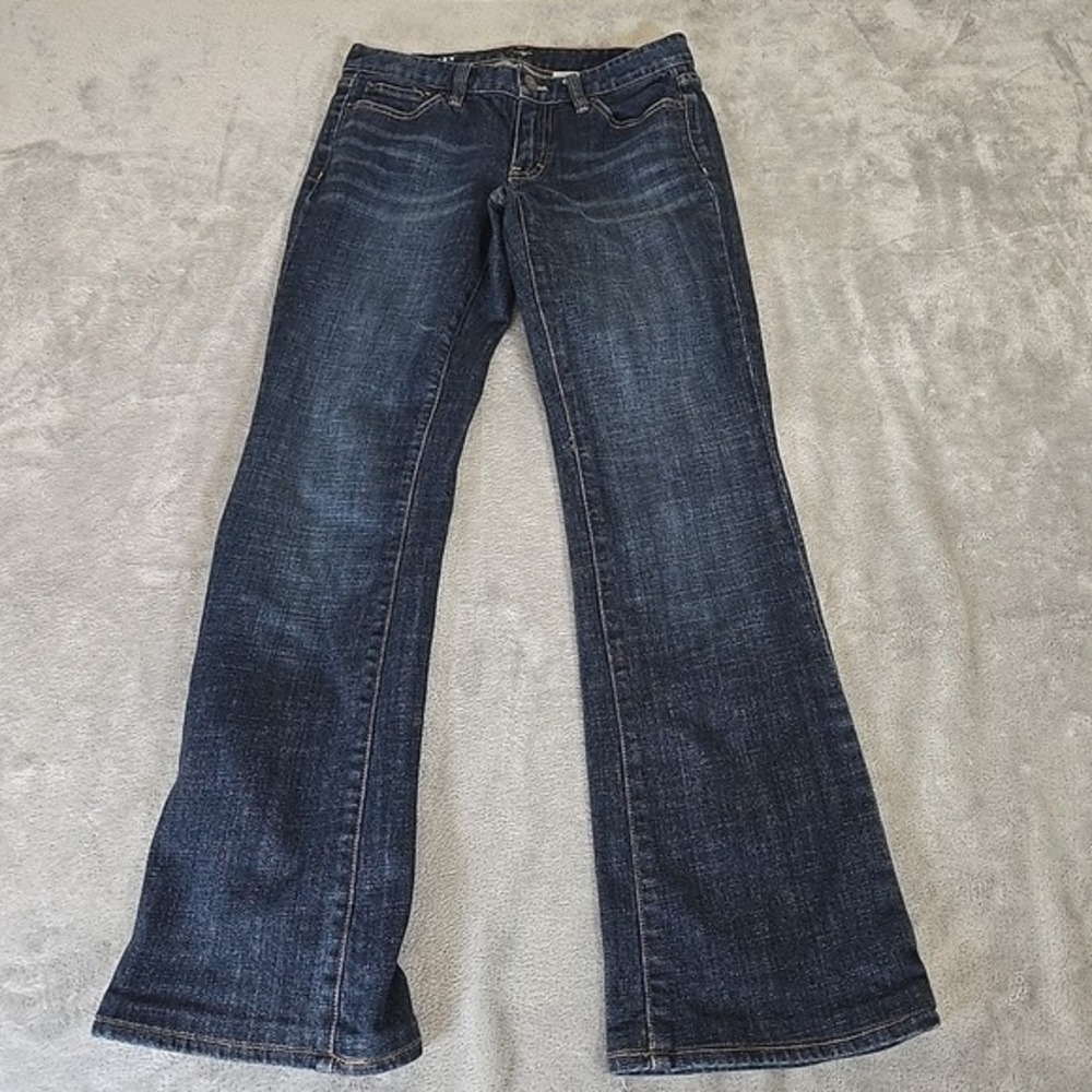 J Crew Jeans Womens 27R Blue Bootcut Mid Rise Stretch Denim‎ Whiskered (30x28)